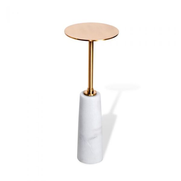 Beck Round Drink Table - White/ Antique