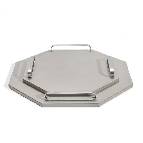 Audrina Octagonal Trays - Light Grey